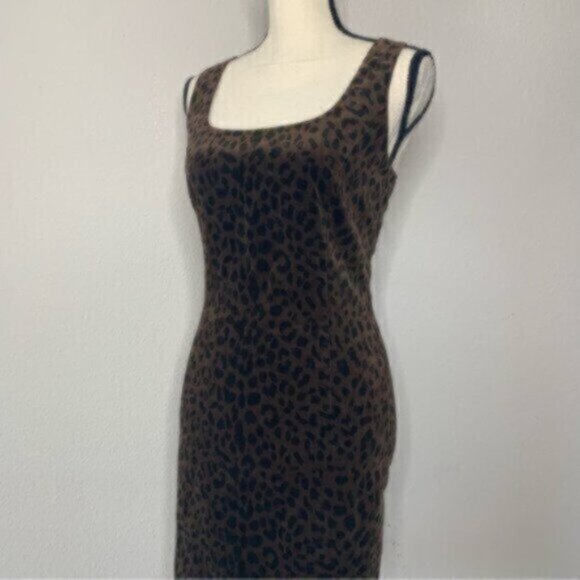 Jones New York Cheetah Print Vintage Suede Fitted Cocktail Dress - Picture 10 of 11